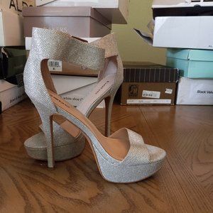 Bebe Glitter Ankle Strap Heels